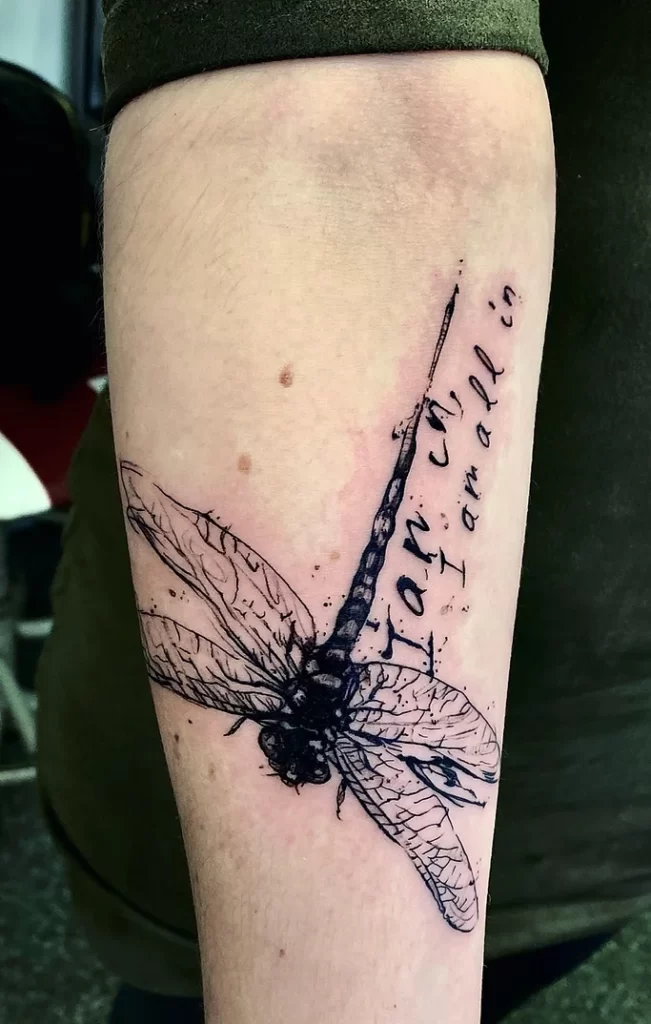 Small Abstract Tattoo, Blackwork Tattoo, Dragonfly tattoo