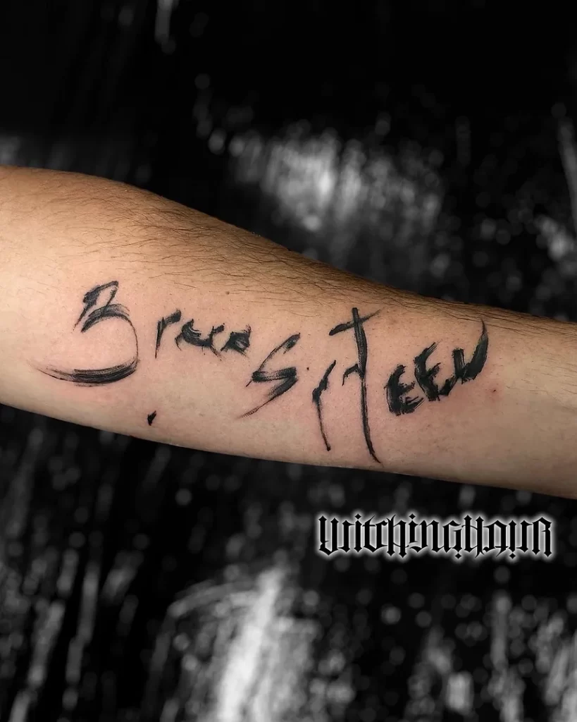 Lettering Tattoo, Trash Tattoo, Brushstroke Tattoo by Bobby Grey