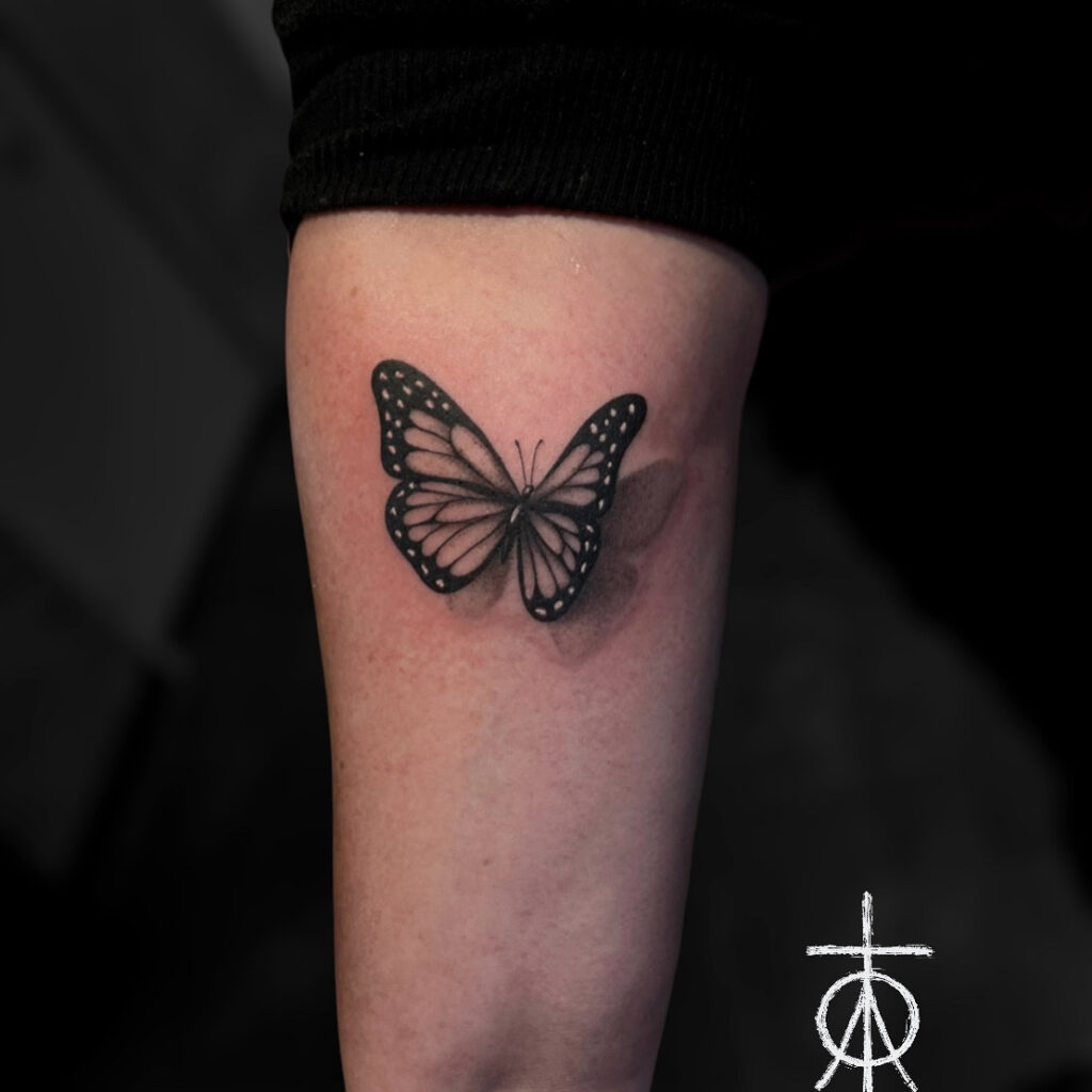 Butterfly Tattoo, Black And Grey Tattoo, The Best Butterflies Tattoo by Claudia Fedorovici, Fine Line Tattoo Artist