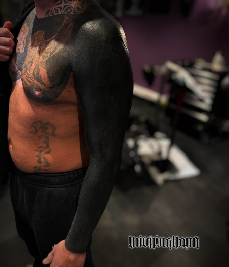 Blackout Sleeve Tattoo, Heavy Blackwork Tattoo by Bobby Grey