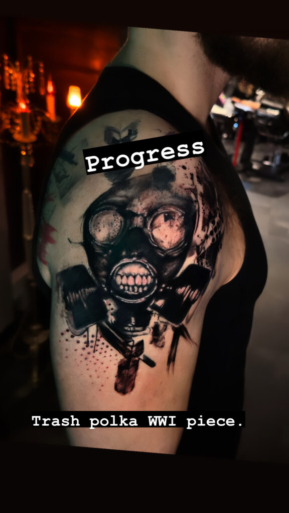 Trash Polka Progress by the best Tattoo Artist Bobby Grey