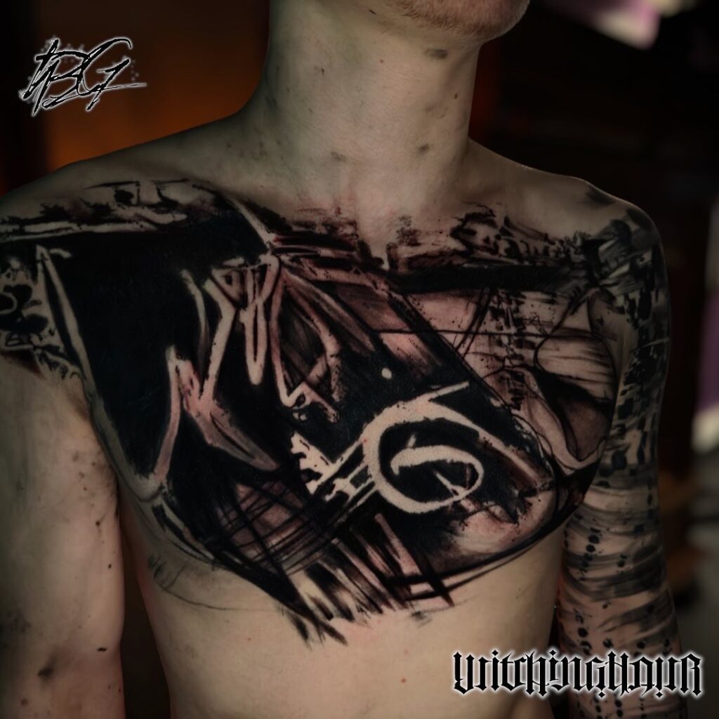 Blackwork Tattoo, Negative Space Tattoo, Abstract Blackwork Tattoo By The Best Blackwork Tattoo Artist Bobby Grey