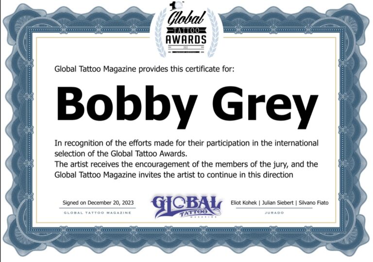 Global Tattoo Magazine Award For The Best Trash Polka Tattoo Artist, Bobby Grey